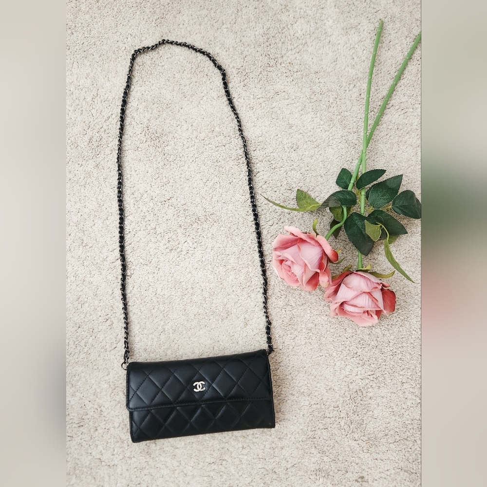 1️⃣1️⃣0️⃣0️⃣ CHANEL Black Quilted Leather Wallet - Picture 6 of 13